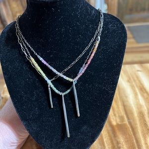 Oxidized SS and multi color sapphire necklace
